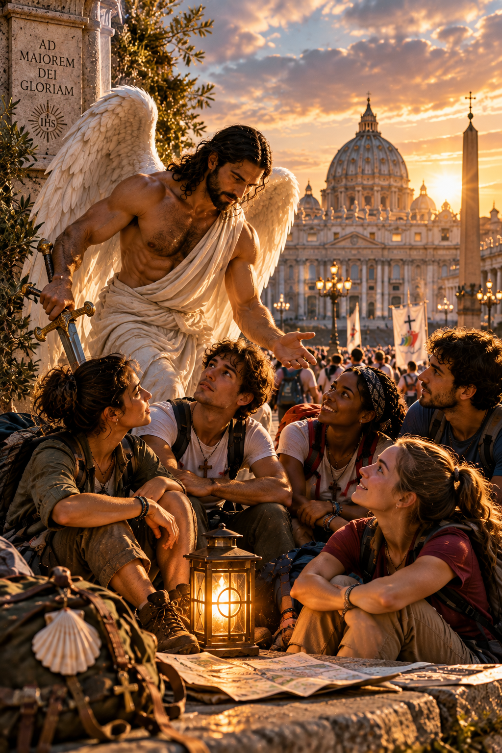 The Spirit at Work guiding a group of young people in St Peter's Square.