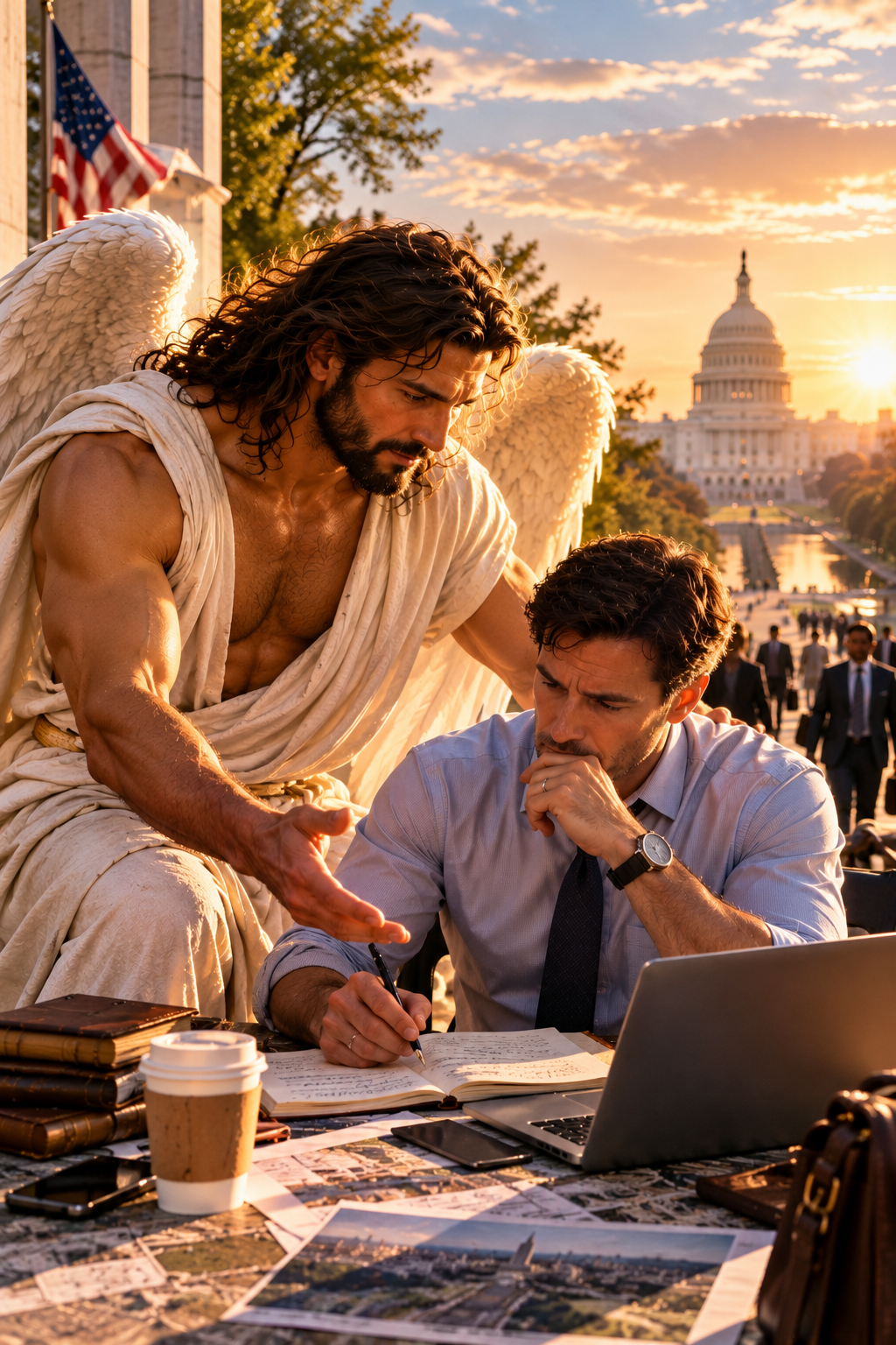 Spirit at Work consulting a man in a shirt and tie in an office near the US Capitol.